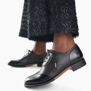 The Office of Angela Scott Mr. Evans Wingtip Oxfords in Black on Black - Size 38